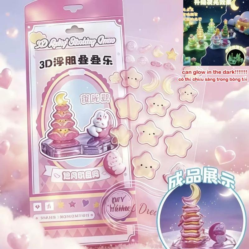 3D Crystal Stickers Fun Stacking Series Children's Toys Exchange Stickers Cute Relief Stickers School Office Supplies Stationery