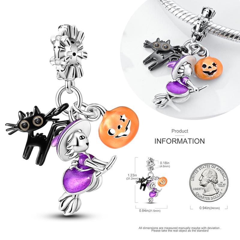 Copper Charms Luminous Pumpkin Skull Beads For Dangle Diy Gift Halloween Series Charms