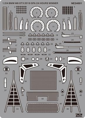 Racing Series BMW M6 GT3 2016 Spa 24 Hours Race Winner Detail Up Parts Plastic Model Parts NE24001 PLATZ/NuNu 1/24 (Automobile)