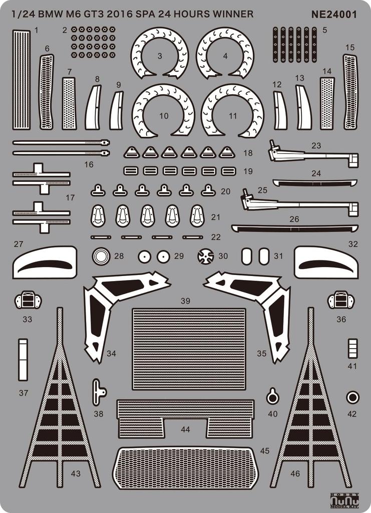 Racing Series BMW M6 GT3 2016 Spa 24 Hours Race Winner Detail Up Parts Plastic Model Parts NE24001 PLATZ/NuNu 1/24 (Automobile)