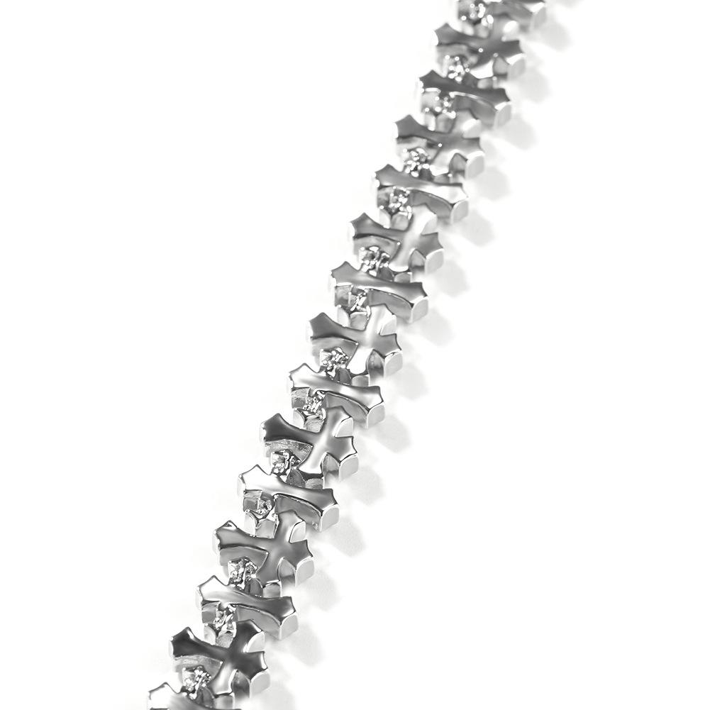 Bracciale a Croce in Rame Intarsiato Zircone 11,5 MM Hip-hop Lusso Leggero e Versatile Personalità Unisex Gioielli