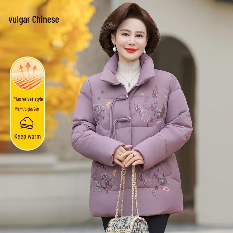 New Chinese Style Velvet-Lined Padded Winter Jacket for Women