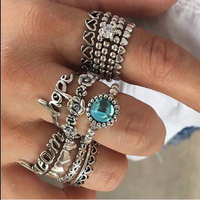 Rose Oro Plata 11Pcs Mujer Vintage Boho Midi Anillo Conjunto Anillos Nudillo Cristal Conjunto