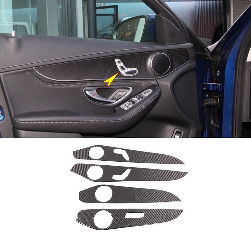 Soft Carbon Fiber For Mercedes Benz C Class W205 GLC Class 2014- Interior Door Decoration Panel Cover Trim Car Accessories