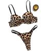 Lingerie sexy europea e americana set reggiseno e perizoma stampa leopardo set intimo comodo push-up