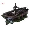Wreck Sunk Ship Aquarium Ornament Sailing Boat Destroyer Fish Tank Cave Decor