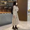 Women's 2024 V-Neck Floral Retro French Tea Break Dress - Autumn/Winter Collection