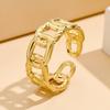 New High-Grade Retro Gold Plated Hollow Chain Ring - Adjustable Openwork Women's Jewelry
