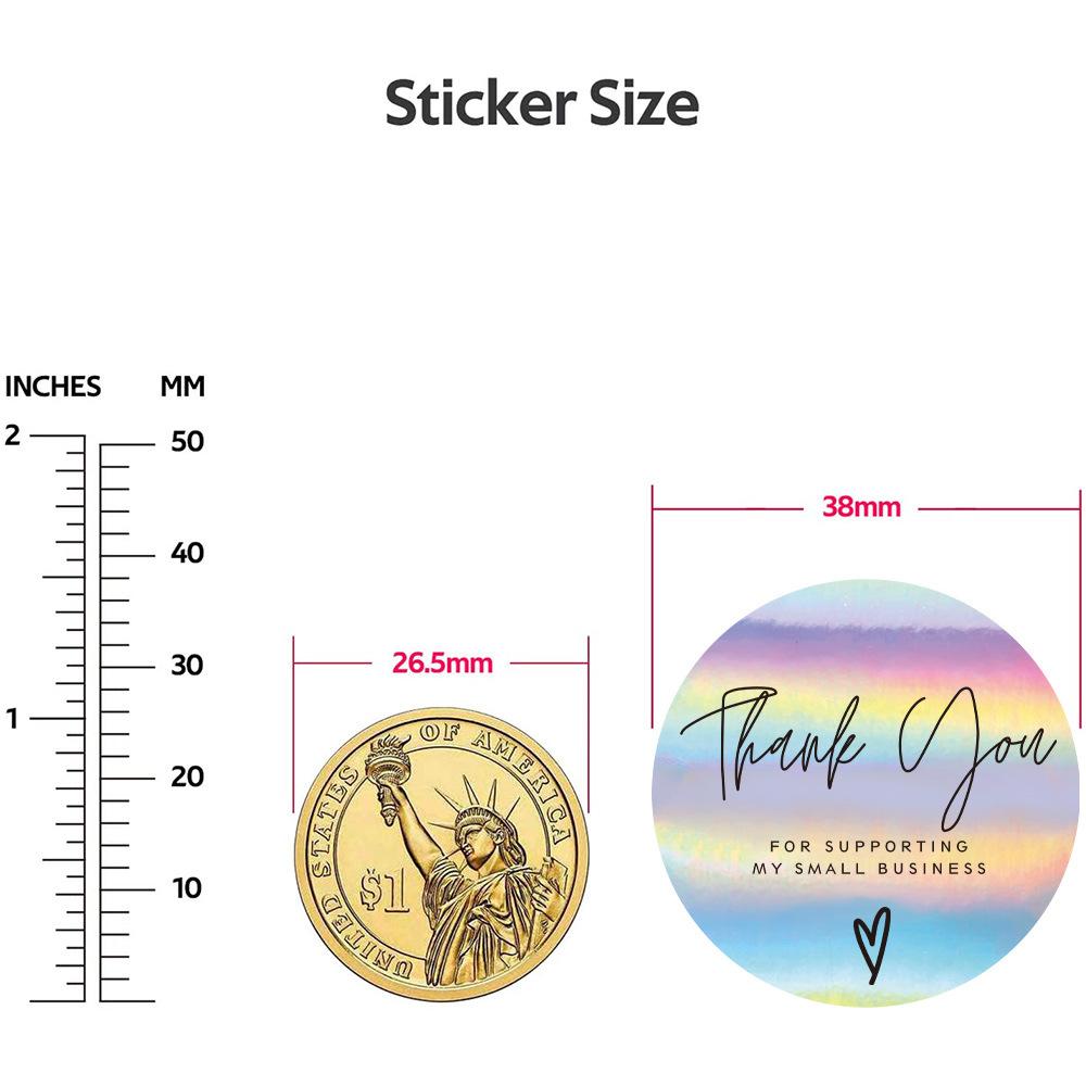 500pcs Rainbow Laser Thank You Stickers for Small Business Stickers Adhesive Labels for Boutiques Wrapping Supplies