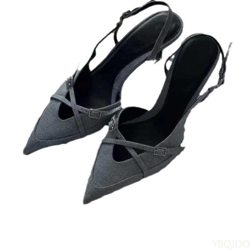 Fashion Elegant Pointed Toe Shoes Ladies Outdoor High Heel Sandalias New 2026 Summer Blue Women Simple comfortable Sandals