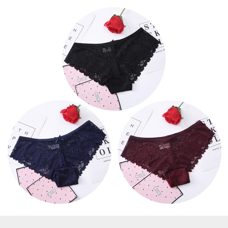 

Трусики для Женщин Сексуальное Кружево Дышащее Женское Белье Трусики Прозрачные Брифы Комплект Женских Трусов M-XXL 3 Шт./лот XXL