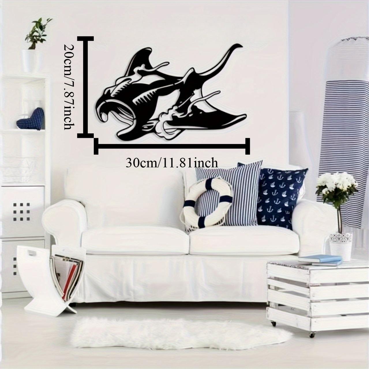 

1pc Black Silver Manta Ray Metal Wall Art Marine Life Beach House Sign Ocean Nautical Decoration Home Scene Ornament 12in