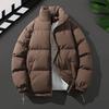 Women Men Cotton Coat Stand Collar Long Sleeve Drawstring Hem Puffer Jacket