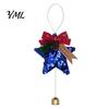 Durable Polyester Ornaments Glitter Star Bell Ornaments, Sequin Hanging Decoration with Bow Pine Seasonal Party Supplies Cone, Sparkly Christmas Tree