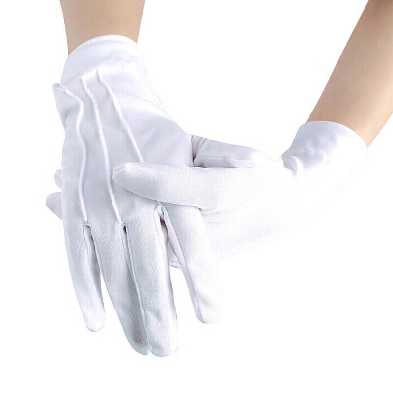 

White German Style Patrol Helmet and 10 Pairs Cotton Gloves Set