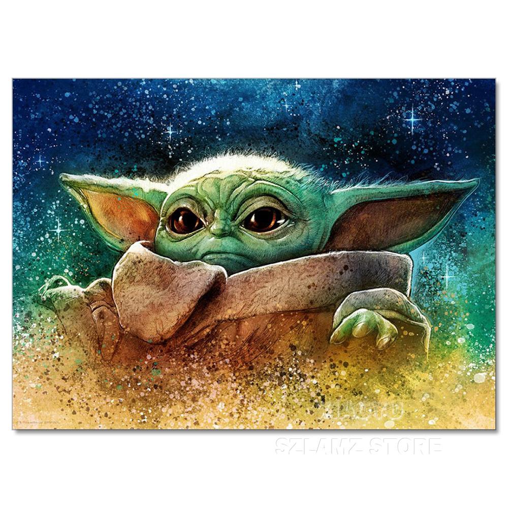 Diamond Painting Yoda Rhinestone Picture Cartoon Full Round Drill Mosaic Embroidery Mandalorian Home Decor Gift