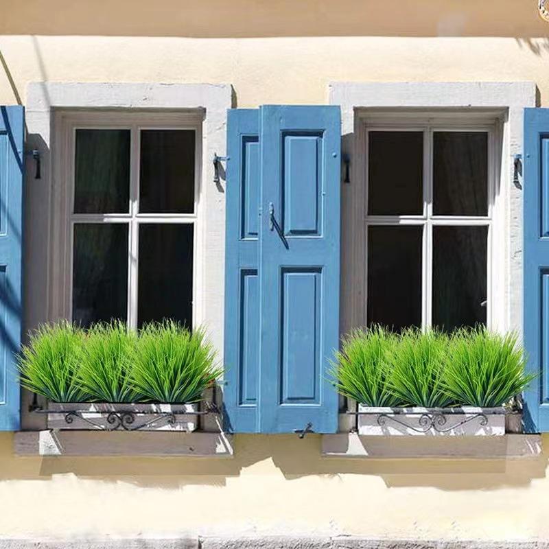 2pcs 7 Forks/Bundle Artificial Plants, Green Grass Plastic FlowersWedding Spring Summer Living Room Christmas Home Decoration