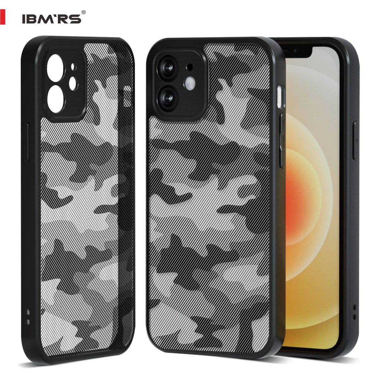 

(В комплекте ремешок на запястье)ИБМРС (Военный дизайн) Чехол Camo для Apple iPhone 12, прозрачный, жесткий, противоударный, улучшенный защитный чехол art camo