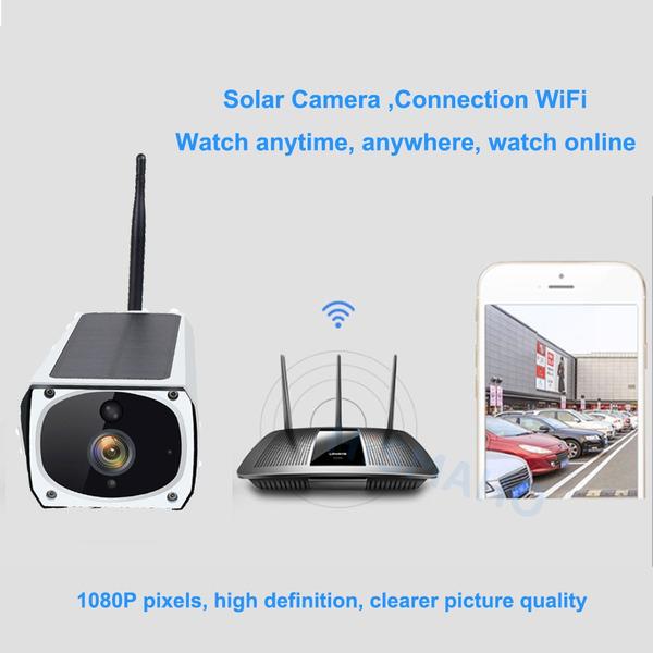 Solar WiFi IP Camera 1080P HD Outdoor Charging Battery Wireless Security  Camera PIR Motion Detection Bullet Surveillance CCTV