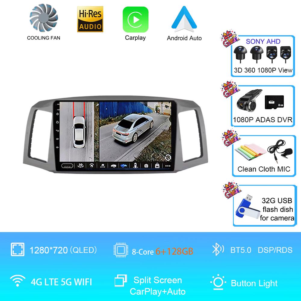 Car Radio Android 14 Carplay Auto for Jeep Grand Cherokee 2004 2005 2006 2007 Multimedia Player No 2din 2 Din GPS Navigation 4G