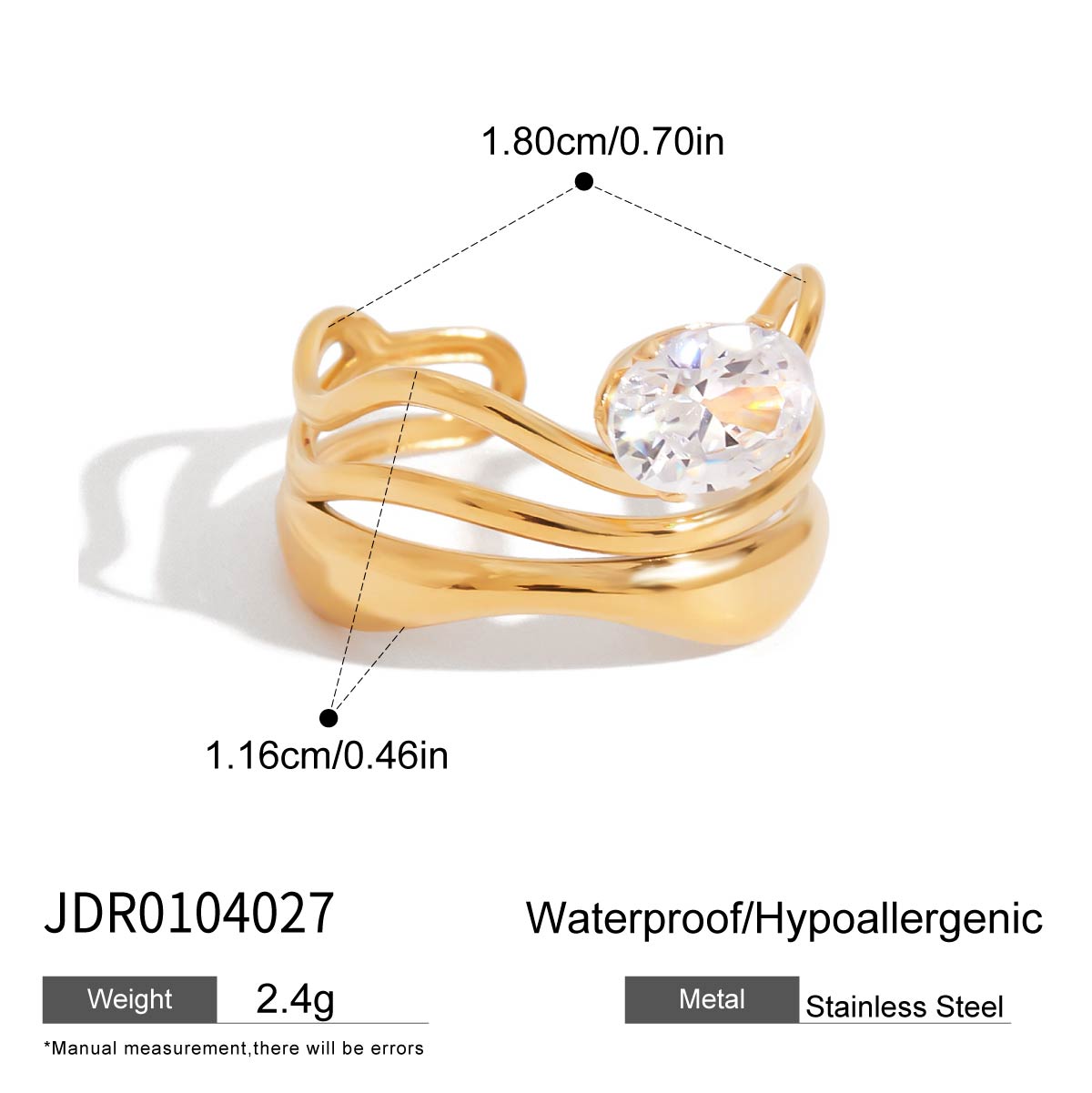 

Zora Women s Simple Light Luxury Line Design Zircon Ring Gold-plated Stainless Steel Fashion Jewelry for Party Vacation