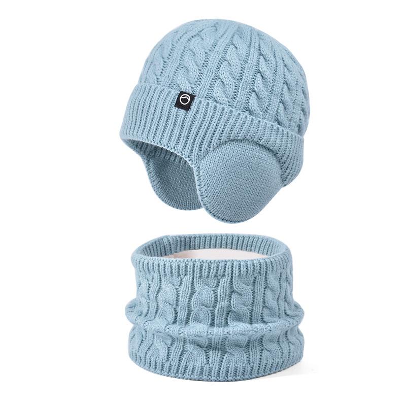 Winter Plush Thick Children's Hat, Scarf Gloves, Three Piece Set, Men's and Women's Outdoor Windproof Ear Protection, Warm Knitted Hat