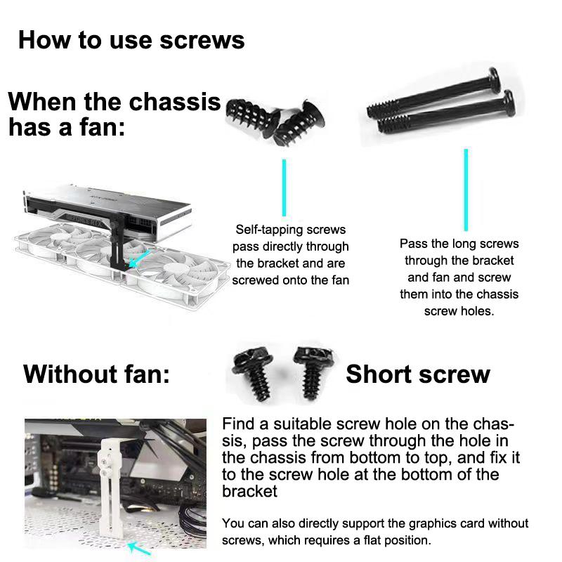 Computer Graphics Card Holder Chassis Fan Support Fixed Metal Bracket 6-96Mm Adjustable Gpu Holder