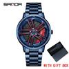SANDA Happy People Fashion Men Watches Top Luxury Quartz Watch Waterproof 360 Rotating Car Wheel Dial Watch For Male Sport Clock