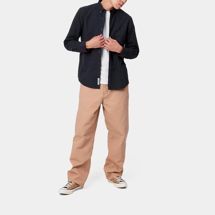 Carhartt WIP Loose Fit Long Sleeve Shirt With Small Logo Men Shirts Deep-Navy I030238-1C-GD