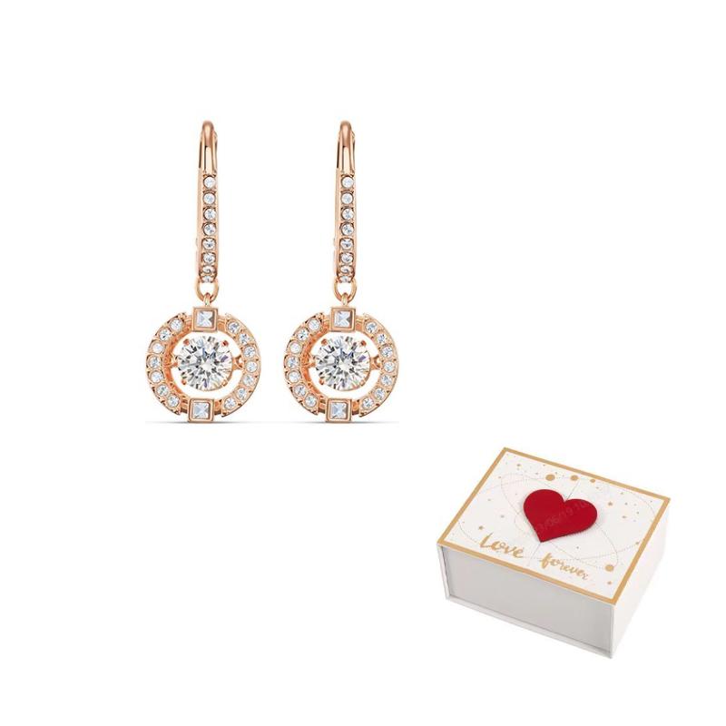 Swarovski Una Earrings Womens Rose Gold white gift box розового золота