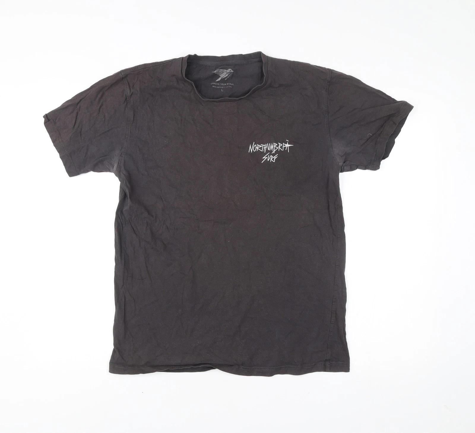 Spread Your Wings Mens Black Graphic Surf T-Shirt Size L Cotton 2XL