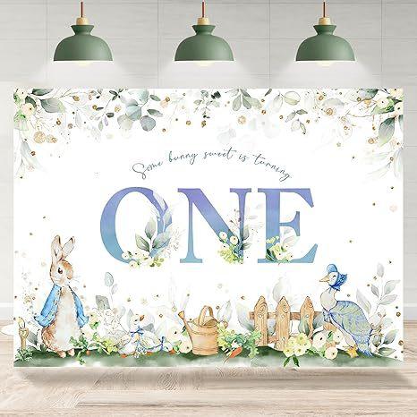 

Rabbit 1st Birthday Background Girl Easter Rabbit Butterfly Birthday Decoration Banner Background 95*75cm