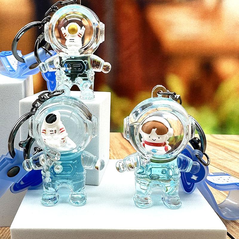 Treibsandflasche Astronaut Schlüsselanhänger Transparente Treibflasche Astronautenpuppe Exquisiter Auto-Taschen-Schlüsselanhänger