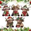 Rustic Winter Home Accents 2/3Pcs Christmas Highland Cow Wooden Tabletop Sign 2D Flat Yak Desktop Holiday Figurines Figurine Ornament with