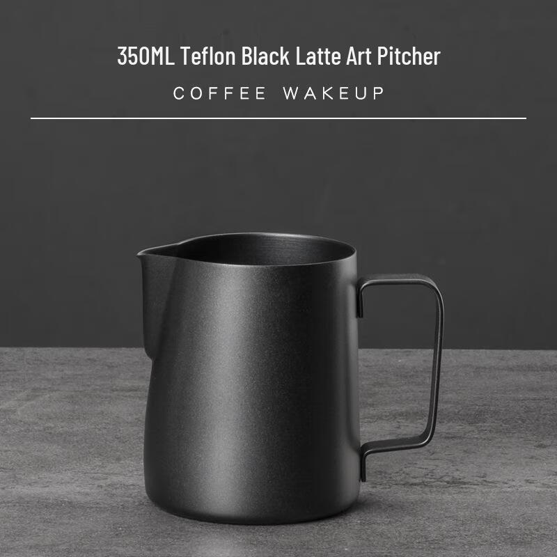 

Shangqi 350ml Black Teflon Stainless Steel Milk Frothing Pitcher Set