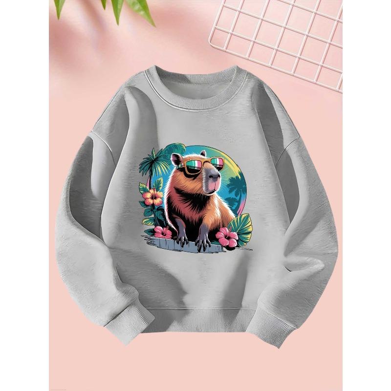 2025 9 29 Kapibala Girls Autumn and Winter Fashion Sweatshirt Creative Christmas Elements Casual Long Sleeve Sweatshirt Round Neck