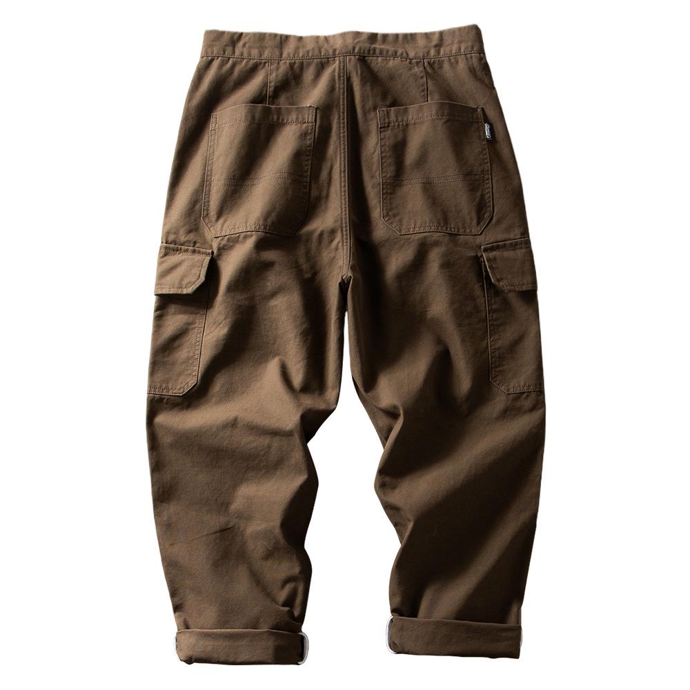 Herren Retro Japanische Mehrfach-Taschen Tapered Overalls - Schwergewichtige Freizeit-Hosen für Frühling und Herbst
