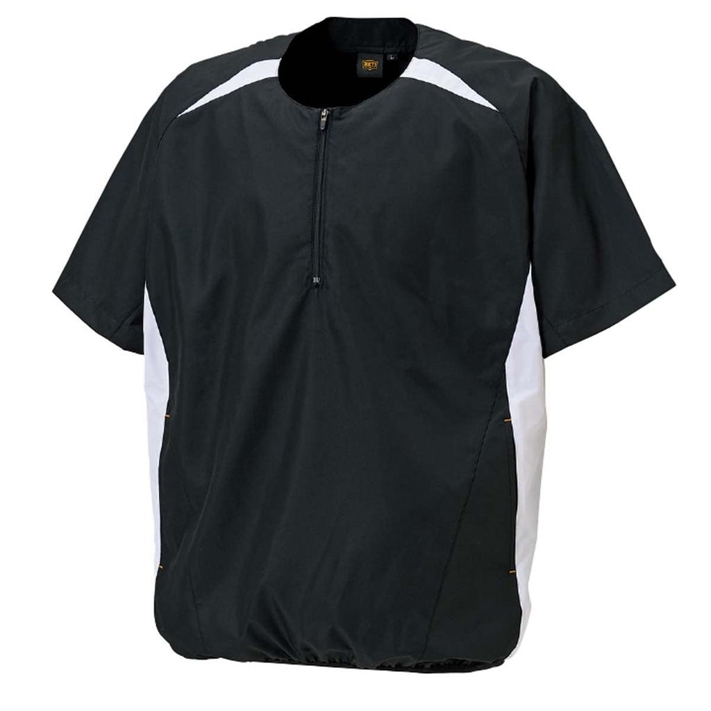 ZETT Baseball Short Sleeve Size BOV535H Half-Zip Jumper, Black/White (1911A), M,