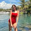 Womens Solid Color High-Waisted One-Piece Swimsuit With Built-in Pad Slimming Tummy Control Beach Vacation Swimwear