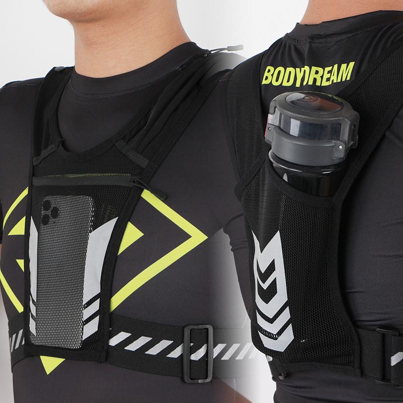 

Рюкзак для ночного бега для мужчин и женщин, велосипедный светоотражающий жилет, сумка для бега, сумка через плечо с держателем для бутылки с водой, спортивная сумка для спортзала