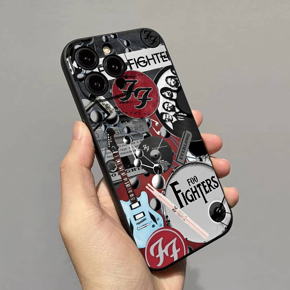 F-FOO FIGHTERS Phone Case For IPhone 17 16 15 14 13 12 11 Pro Max Plus Mini Silicone Black Cover