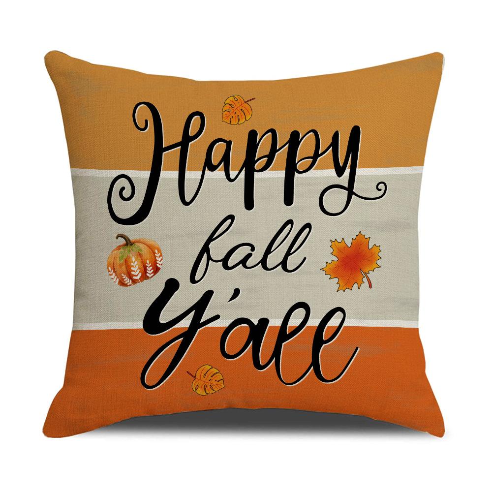 Linen Orange Pumpkin Thanksgiving Pillowcase Autumn Harvest Festival Pillowcase Sofa Pillowcase Cushion