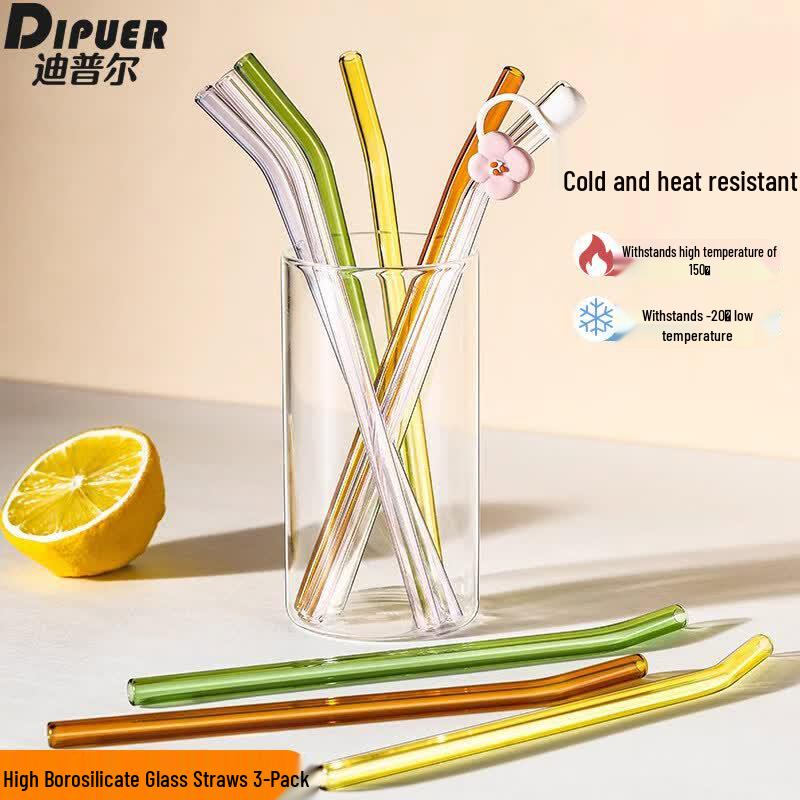 Dipur Reusable Heat-Resistant Glass Drinking Straw