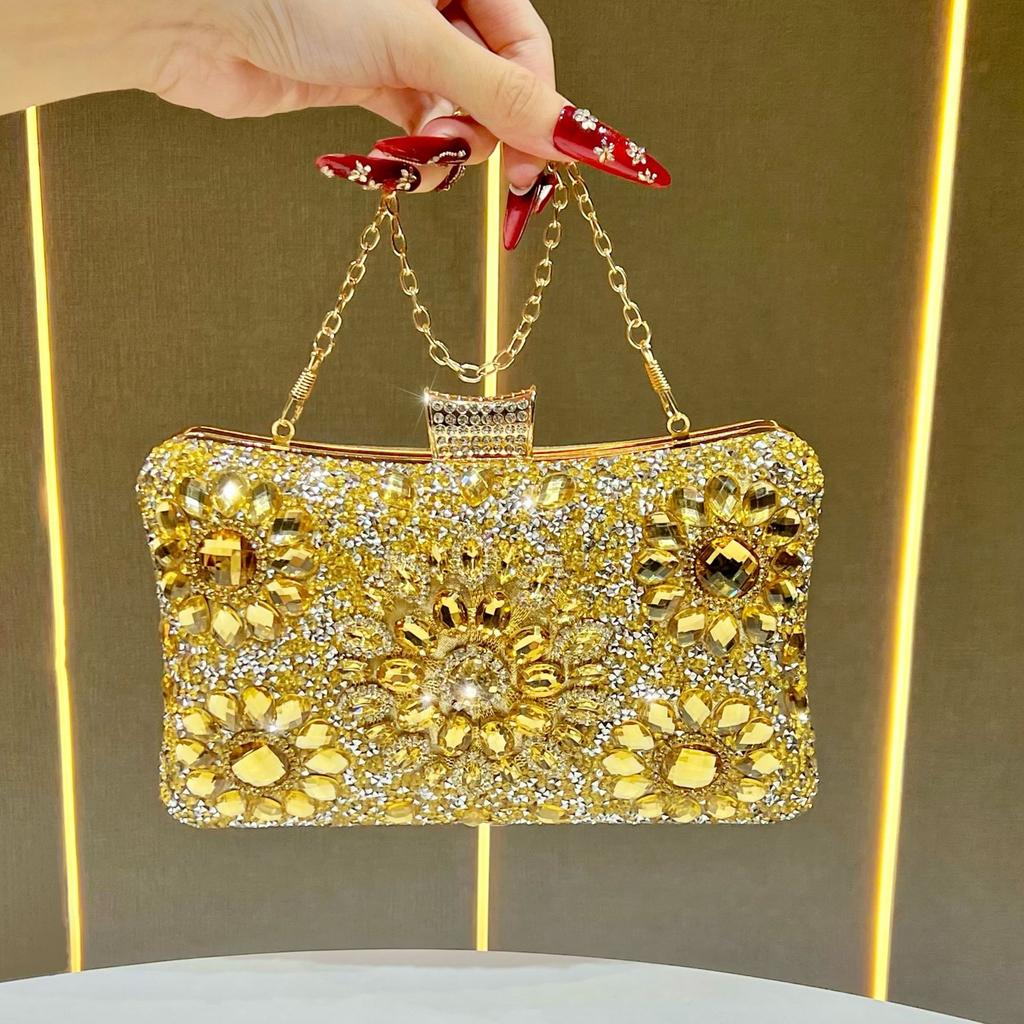 Rhinestone Evening Clutch Purses for Women Evening Weddings Party Purses Crystal Diamond Glitter Sparkly Handbag Women's Shoulder Bags With Chain