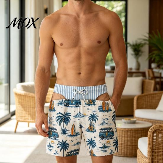 Comfortable Casual Summer Trunks Hairy Big Booty Shorts, Men USA Flag Beach Striped Butt Gag Gift Shorts Briefs Design, Funny Swim for Vacation