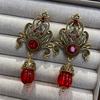 Style National Tempérament Design Creux Style Cour Boucles d'Oreilles Clous Rétro Boucles d'Oreilles Anciennes à Franges Cristal de Verre Incrusté