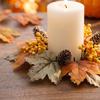 2 Piece Artificial Maple Leaf Berry Pinecone Candle Ring Wreath Set for Autumn Table Centerpiece Decor Home Display