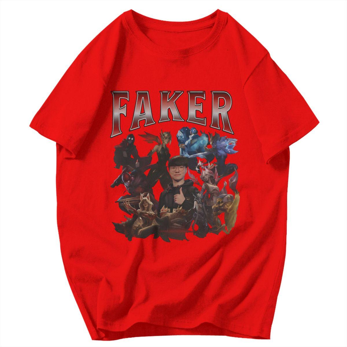 Мужская футболка Faker Модная Летняя Y2K Графическая Качественная Унисекс Одежда Футболки S
