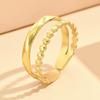 Elegant Stainless Steel Double Layer Irregular Opening Ring for Women - Fashionable European & American Style