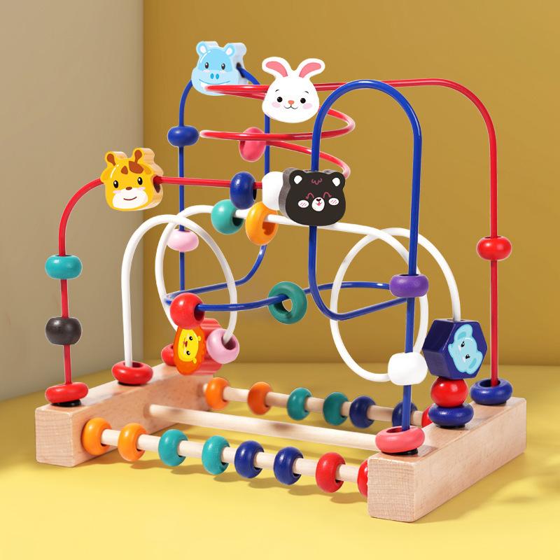 Montessori Baby Toddler Early Education Intelligence Building Blocks Beads Attention Toys for Boys And Girls Ages 1 to 3 Gifts